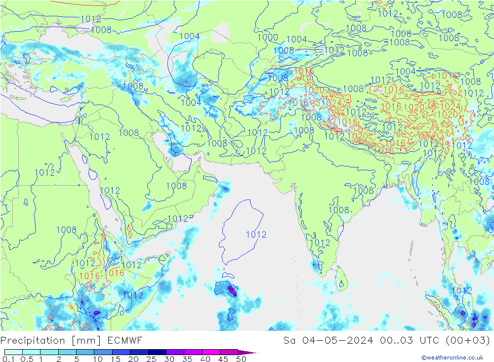 降水 ECMWF 星期六 04.05.2024 03 UTC