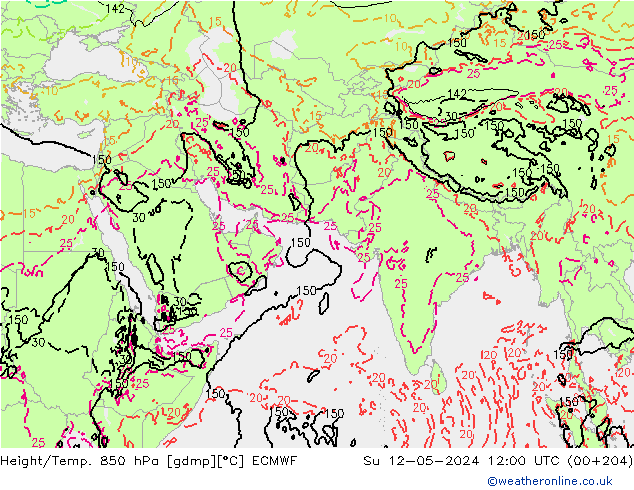 Z500/Rain (+SLP)/Z850 ECMWF Su 12.05.2024 12 UTC