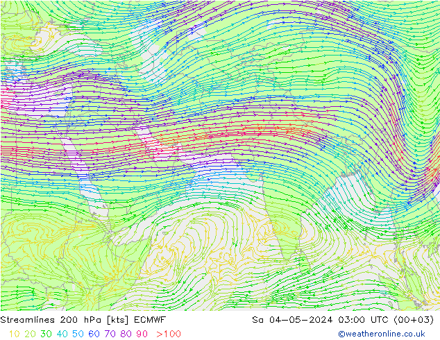 Streamlines 200 hPa ECMWF Sa 04.05.2024 03 UTC