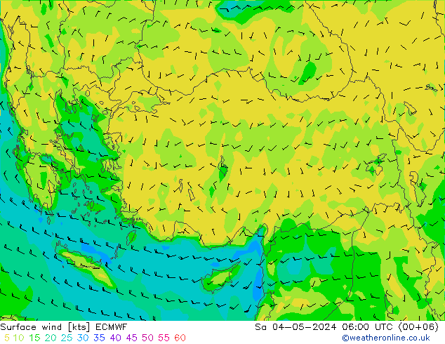 Prec 6h/Wind 10m/950 ECMWF Sa 04.05.2024 06 UTC