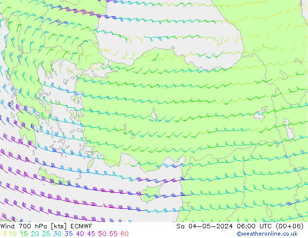 Wind 700 hPa ECMWF So 04.05.2024 06 UTC