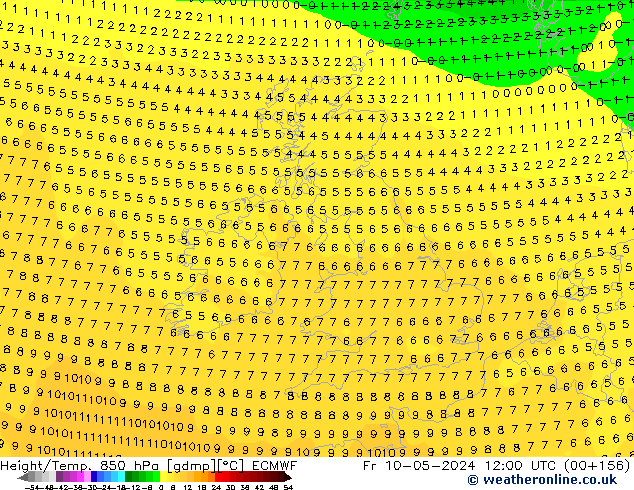 Z500/Rain (+SLP)/Z850 ECMWF Fr 10.05.2024 12 UTC