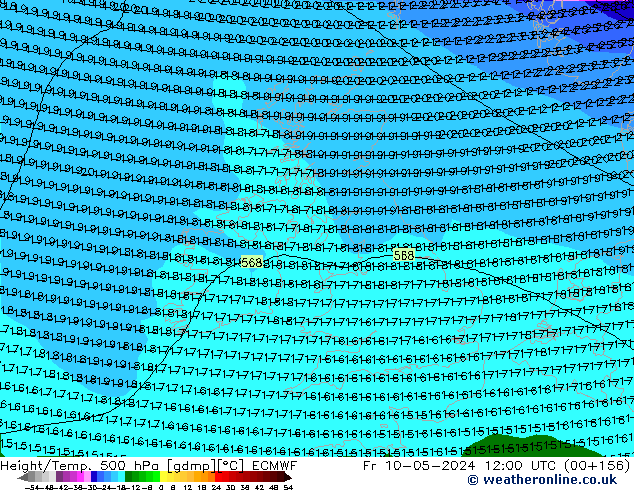 Z500/Rain (+SLP)/Z850 ECMWF Fr 10.05.2024 12 UTC