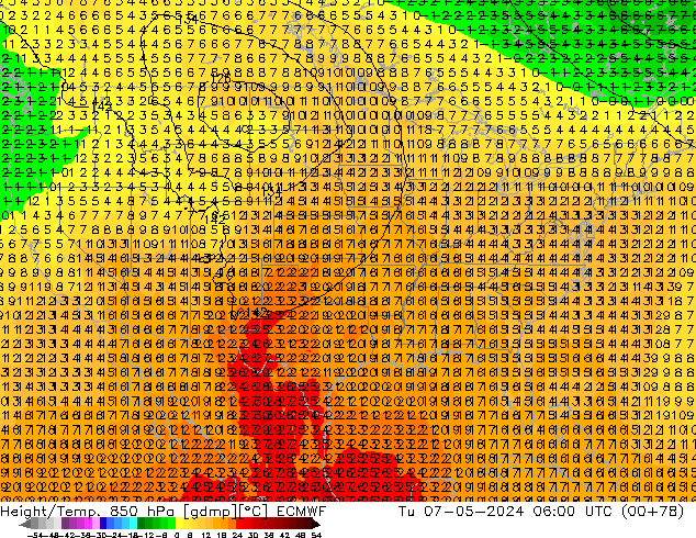 Z500/Rain (+SLP)/Z850 ECMWF Di 07.05.2024 06 UTC