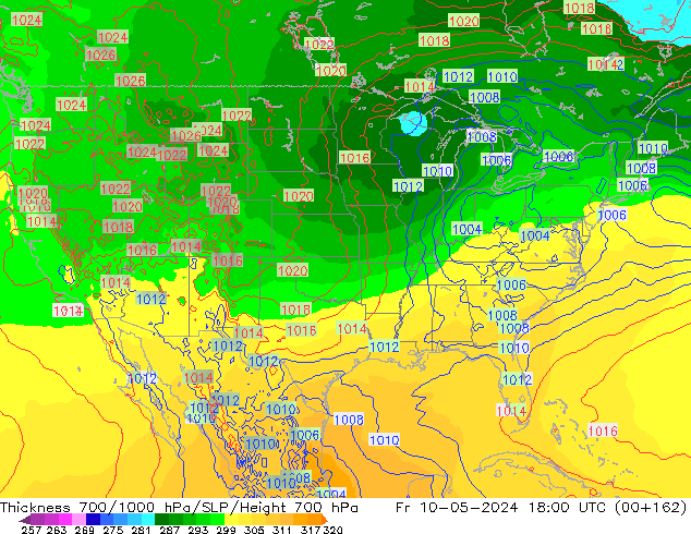 Thck 700-1000 гПа ECMWF пт 10.05.2024 18 UTC