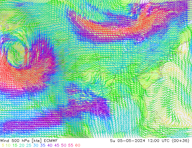 Wind 500 hPa ECMWF Ne 05.05.2024 12 UTC