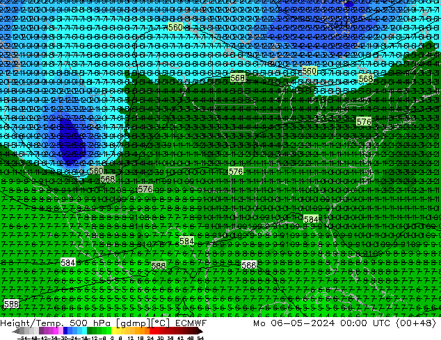 Height/Temp. 500 hPa ECMWF Mo 06.05.2024 00 UTC