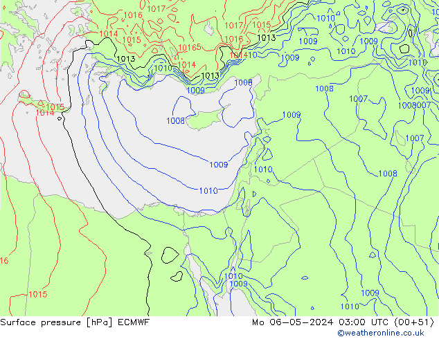 ciśnienie ECMWF pon. 06.05.2024 03 UTC
