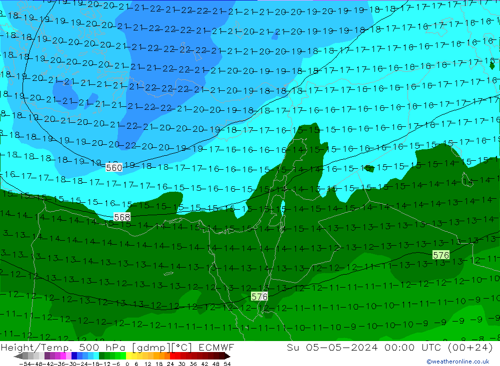 Height/Temp. 500 hPa ECMWF Su 05.05.2024 00 UTC