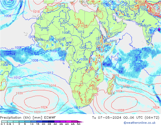 Z500/Rain (+SLP)/Z850 ECMWF Di 07.05.2024 06 UTC