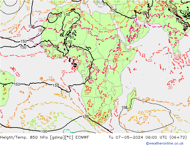 Z500/Rain (+SLP)/Z850 ECMWF Di 07.05.2024 06 UTC