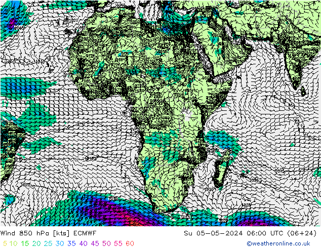Wind 850 hPa ECMWF zo 05.05.2024 06 UTC