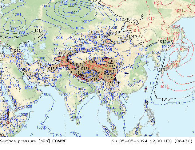 Surface pressure ECMWF Su 05.05.2024 12 UTC