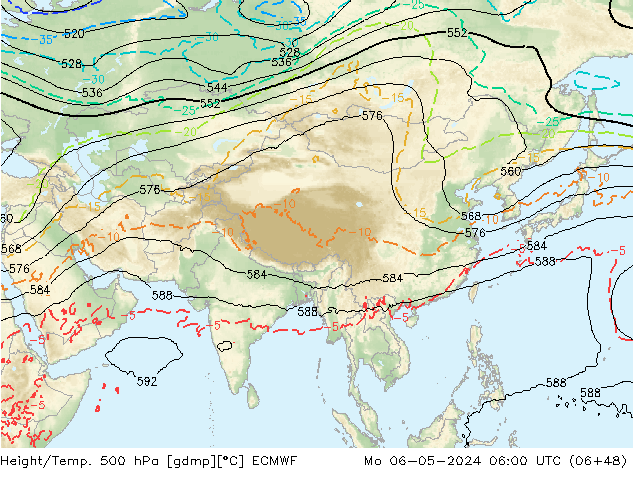 Z500/Rain (+SLP)/Z850 ECMWF Mo 06.05.2024 06 UTC