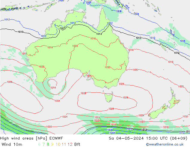 High wind areas ECMWF So 04.05.2024 15 UTC