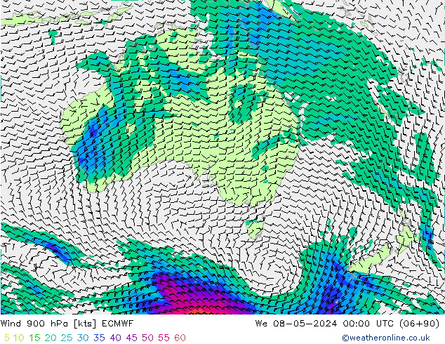 Rüzgar 900 hPa ECMWF Çar 08.05.2024 00 UTC