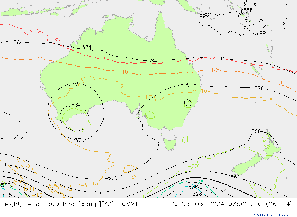 Yükseklik/Sıc. 500 hPa ECMWF Paz 05.05.2024 06 UTC