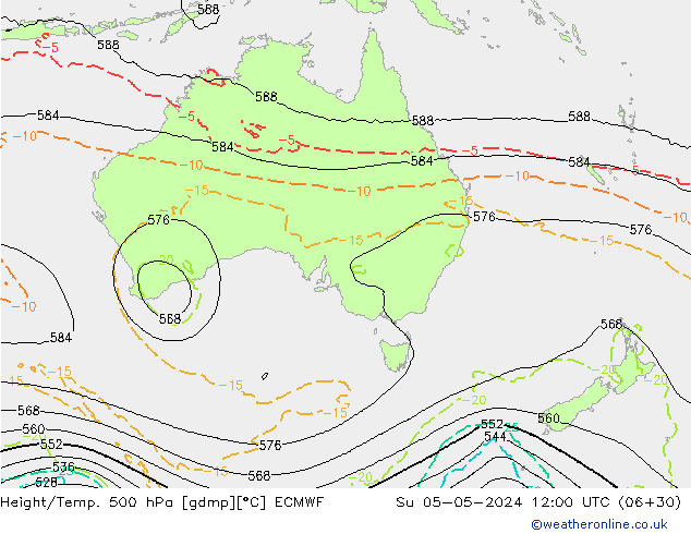 Height/Temp. 500 hPa ECMWF nie. 05.05.2024 12 UTC