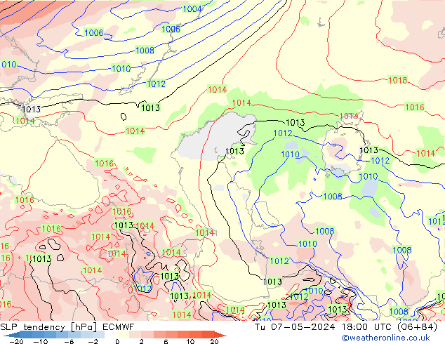 Tendencia de presión ECMWF mar 07.05.2024 18 UTC
