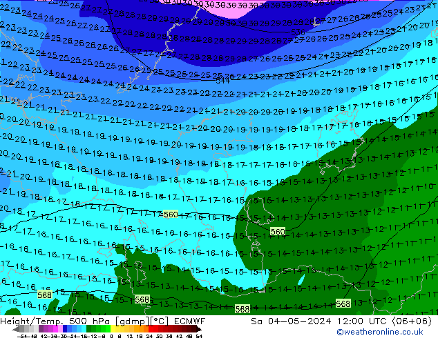 Z500/Rain (+SLP)/Z850 ECMWF so. 04.05.2024 12 UTC