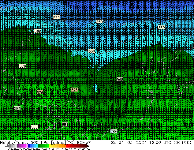Z500/Rain (+SLP)/Z850 ECMWF 星期六 04.05.2024 12 UTC