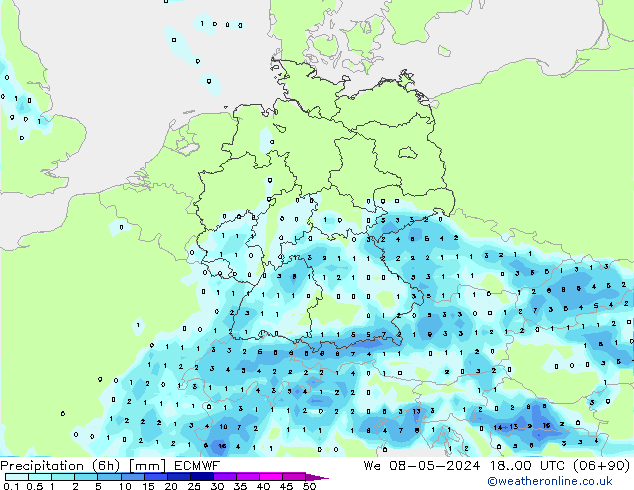 Precipitação (6h) ECMWF Qua 08.05.2024 00 UTC