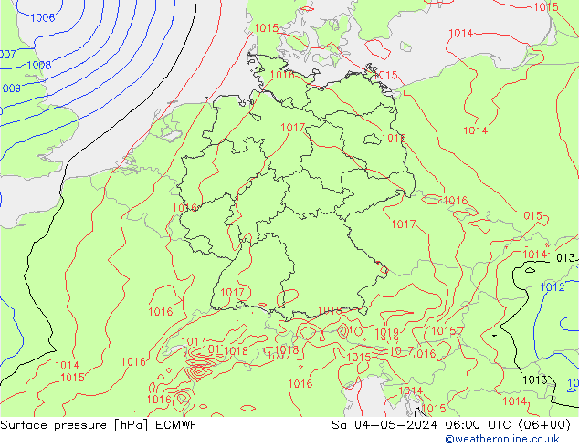 Bodendruck ECMWF Sa 04.05.2024 06 UTC