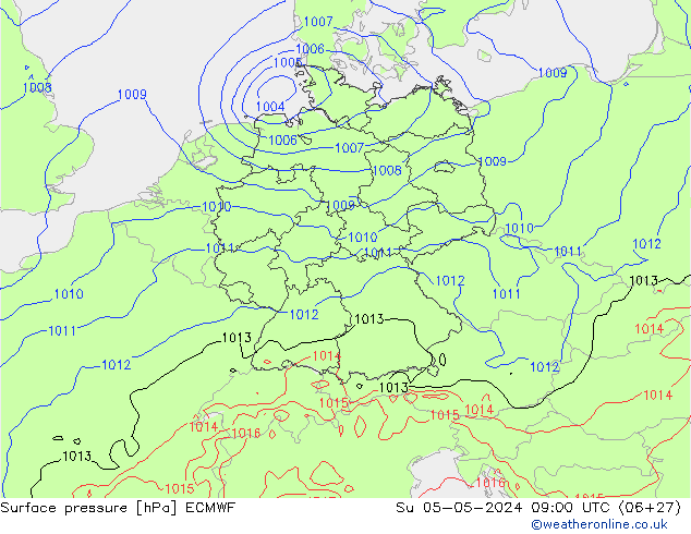 Bodendruck ECMWF So 05.05.2024 09 UTC