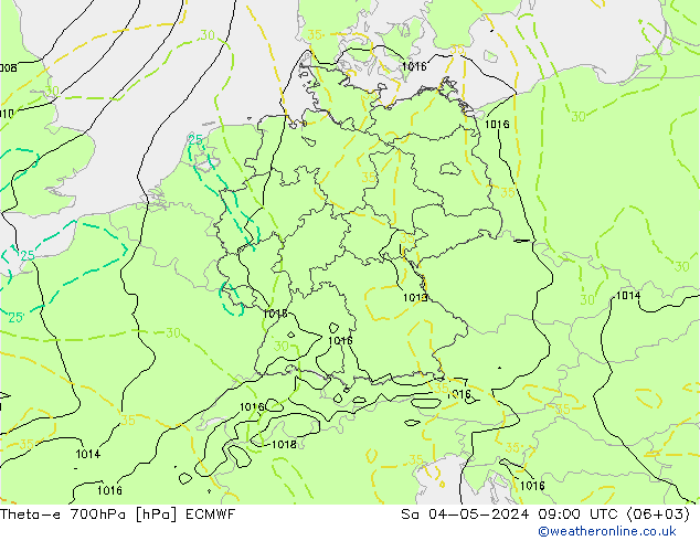 Theta-e 700гПа ECMWF сб 04.05.2024 09 UTC