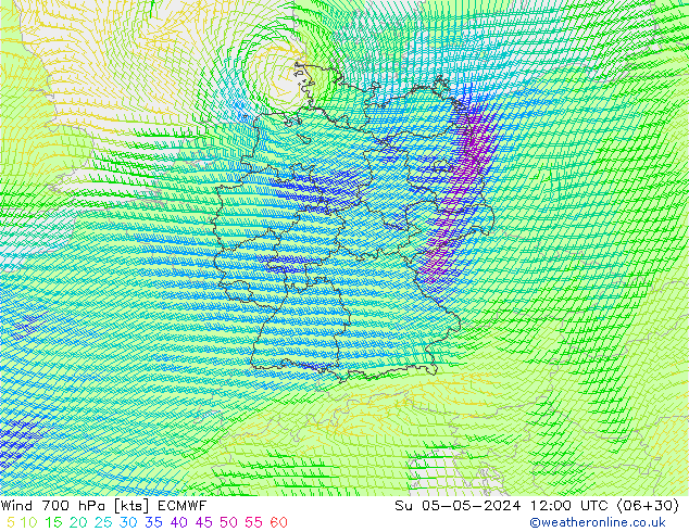 Wind 700 hPa ECMWF So 05.05.2024 12 UTC