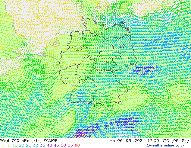 Rüzgar 700 hPa ECMWF Pzt 06.05.2024 12 UTC