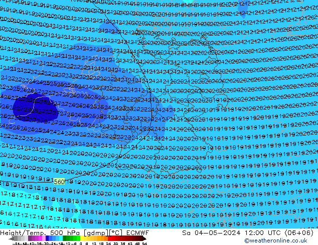 Z500/Rain (+SLP)/Z850 ECMWF 星期六 04.05.2024 12 UTC