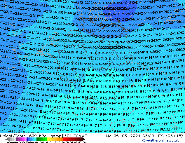 Z500/Rain (+SLP)/Z850 ECMWF Mo 06.05.2024 06 UTC