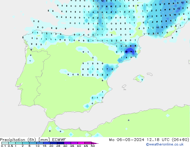 Z500/Rain (+SLP)/Z850 ECMWF Mo 06.05.2024 18 UTC