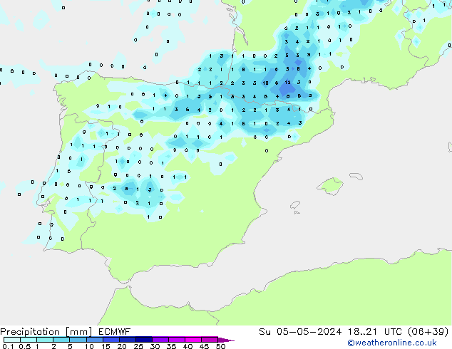 Precipitation ECMWF Su 05.05.2024 21 UTC