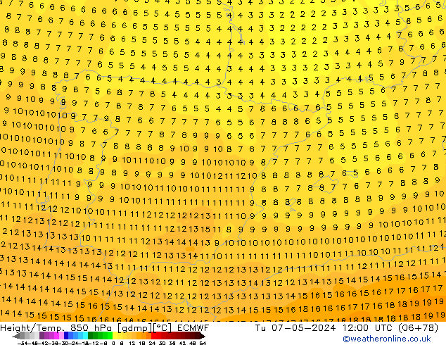 Z500/Rain (+SLP)/Z850 ECMWF Tu 07.05.2024 12 UTC