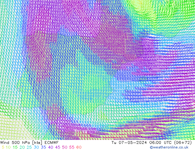 Vento 500 hPa ECMWF mar 07.05.2024 06 UTC