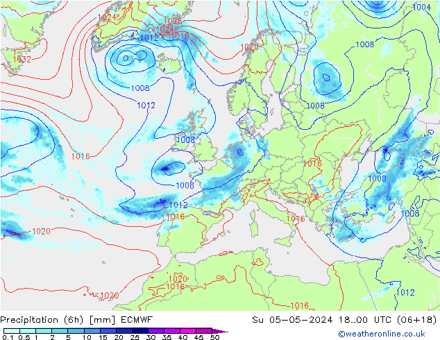 Z500/Rain (+SLP)/Z850 ECMWF dom 05.05.2024 00 UTC