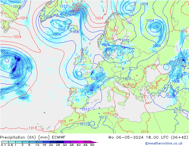 Z500/Rain (+SLP)/Z850 ECMWF lun 06.05.2024 00 UTC