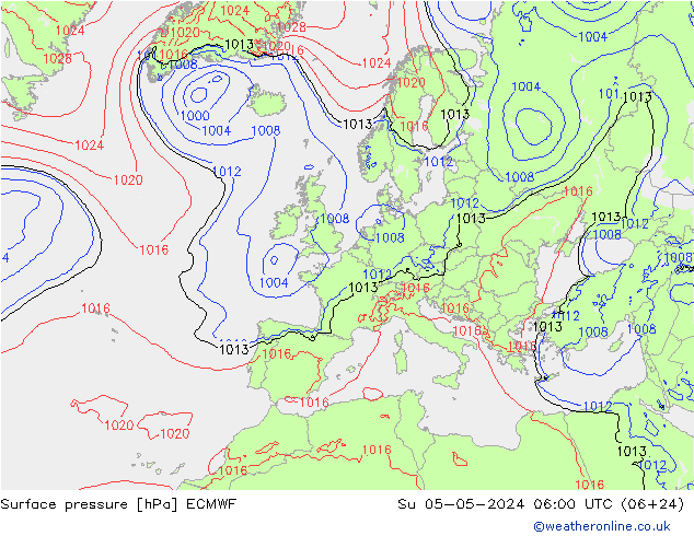 Bodendruck ECMWF So 05.05.2024 06 UTC