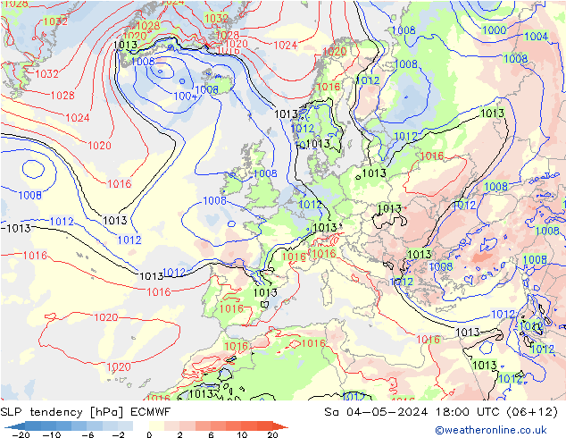 Drucktendenz ECMWF Sa 04.05.2024 18 UTC