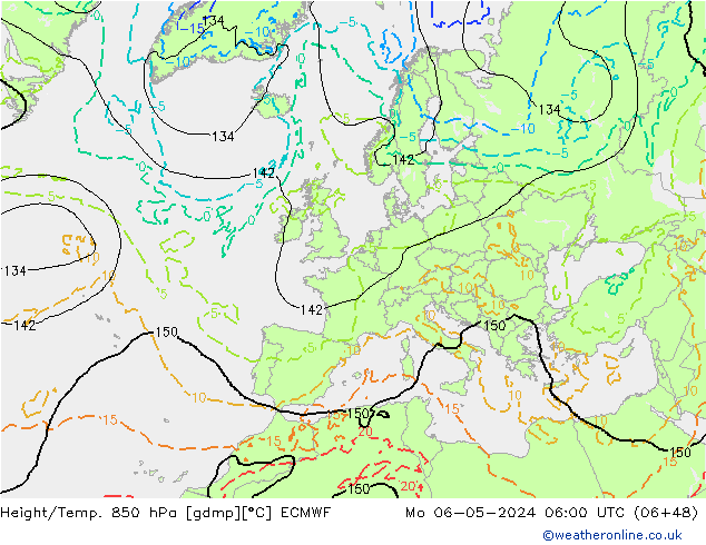 Height/Temp. 850 hPa ECMWF Po 06.05.2024 06 UTC