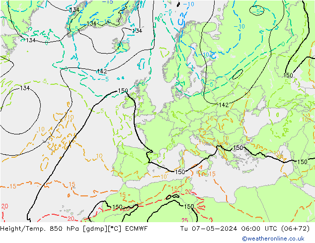 Z500/Regen(+SLP)/Z850 ECMWF di 07.05.2024 06 UTC