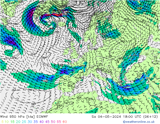 Wind 950 hPa ECMWF Sa 04.05.2024 18 UTC