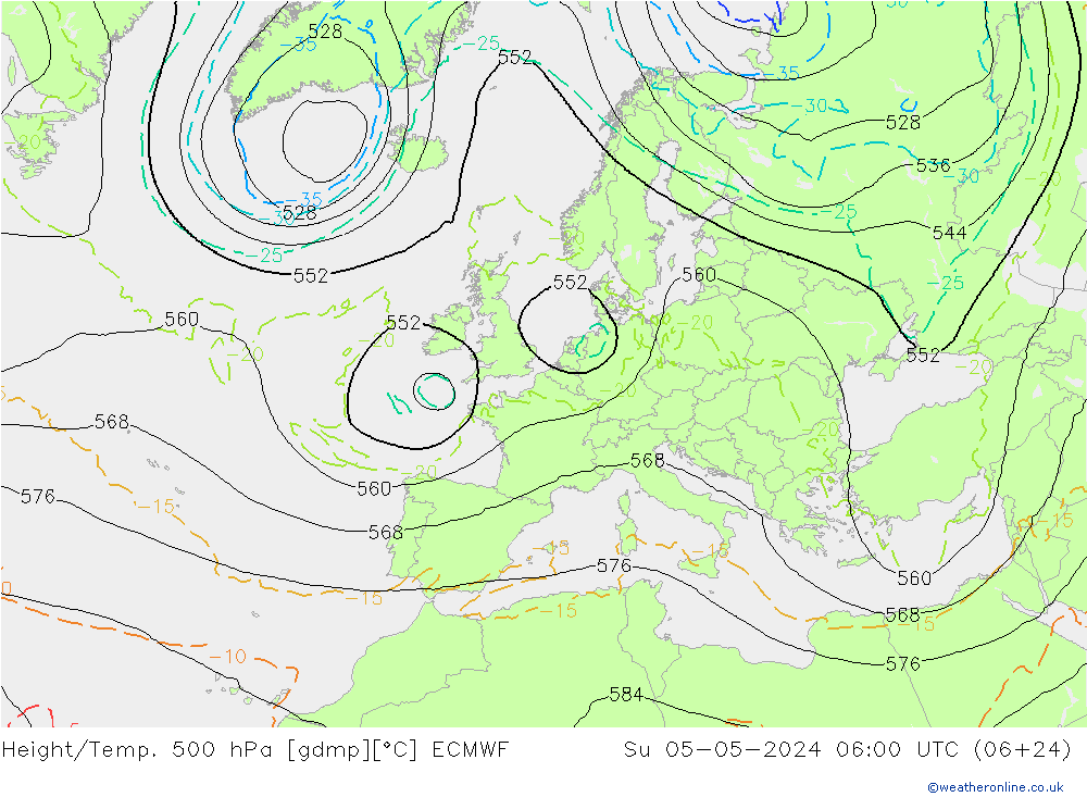 Géop./Temp. 500 hPa ECMWF dim 05.05.2024 06 UTC