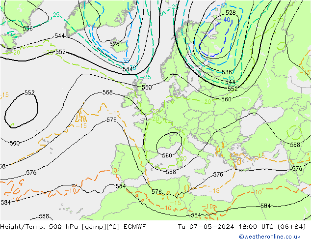 Geop./Temp. 500 hPa ECMWF mar 07.05.2024 18 UTC