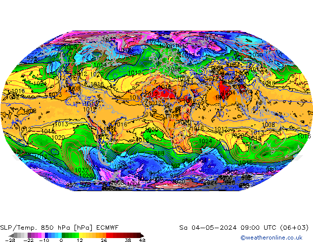 SLP/Temp. 850 hPa ECMWF Sa 04.05.2024 09 UTC