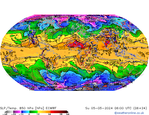 SLP/Temp. 850 hPa ECMWF dim 05.05.2024 06 UTC