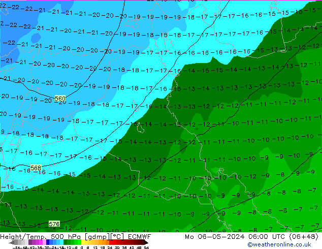 Z500/Rain (+SLP)/Z850 ECMWF Mo 06.05.2024 06 UTC