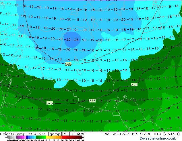 Z500/Yağmur (+YB)/Z850 ECMWF Çar 08.05.2024 00 UTC